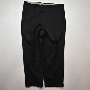 Vtg Italy Bios 36x28 Black Wool Pleated Cuffed High Waist Baggy Dress Mens Pants